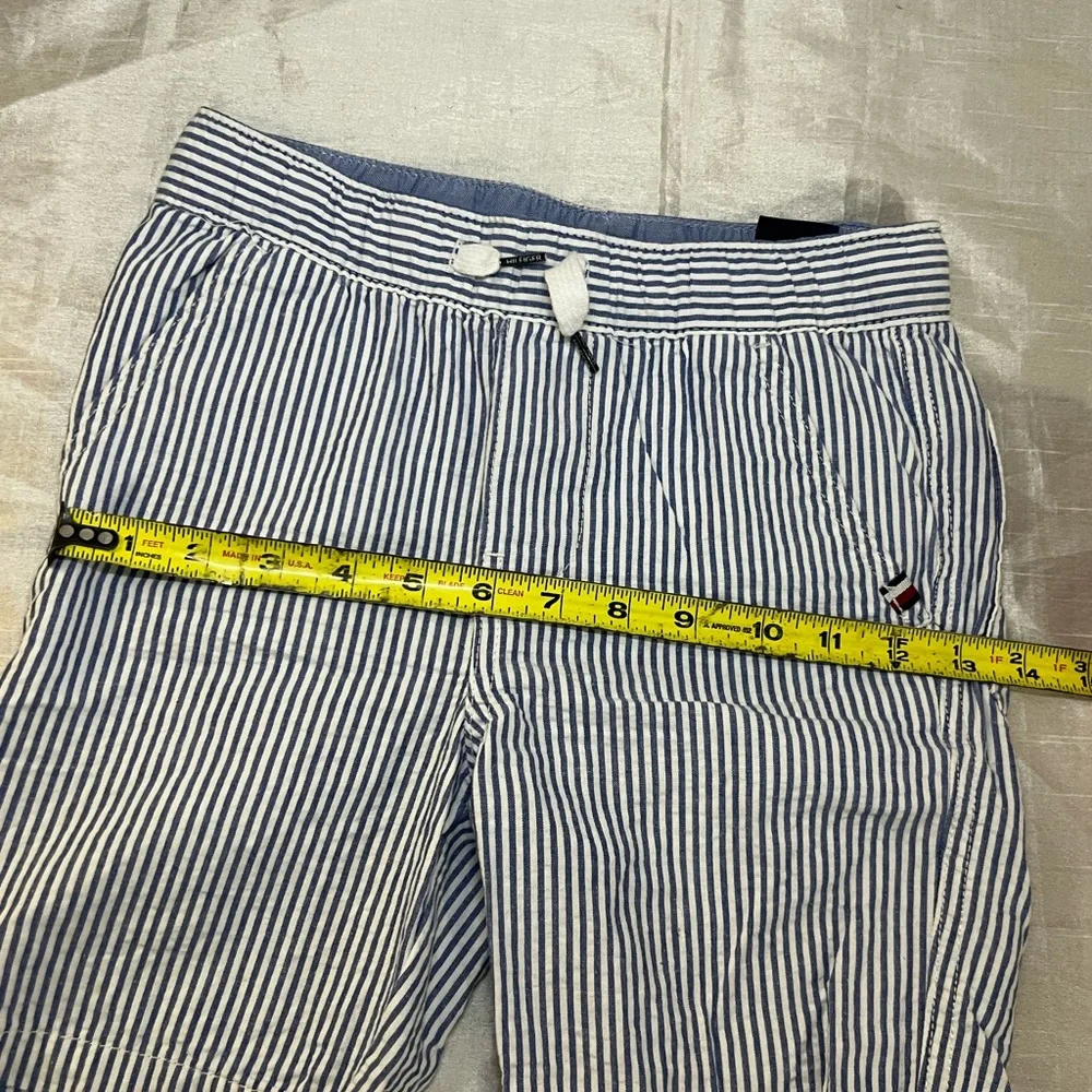 Tommy Hilfiger Boys Striped Chino Shorts Size 7 Blue White Summer Casual Preppy
